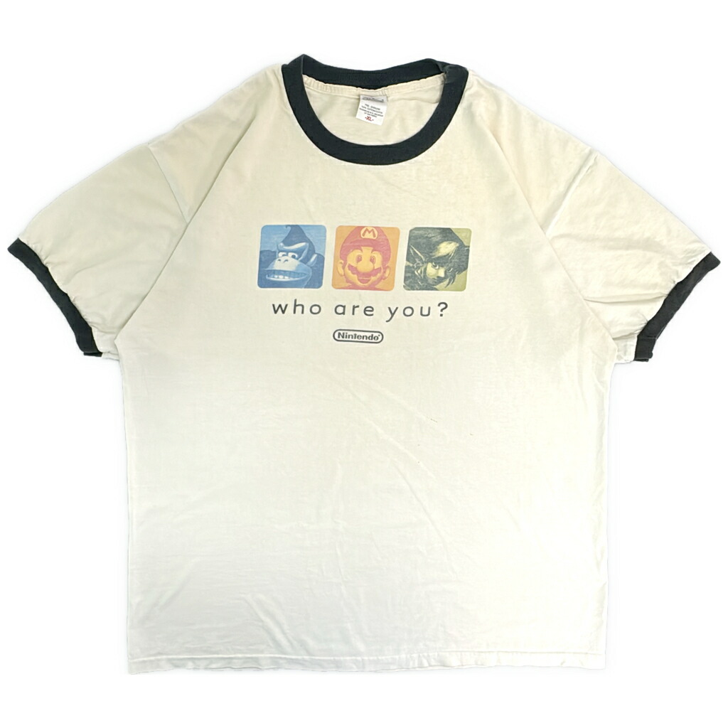 00年代 任天堂 Nintendo リンガーTシャツ ゲーム キャラクター ホワイト(メンズ XL)中古 古着 Y5101|YAMAHISA USEDCLOTHINGSHOP