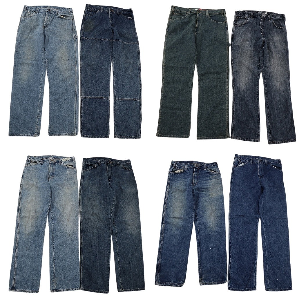 古着卸 まとめ売り ディッキーズ デニムパンツ 8枚セット ( メンズ 34 ) ダブルニー ハンマーループ フェード ワーク 中古 古着 NF2970|YAMAHISA USEDCLOTHINGSHOP