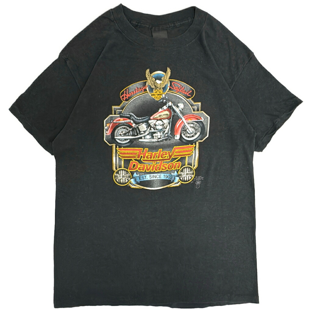 80年代 3D EMBLEM 3Dエンブレム Harley Davidson ハーレーダビッドソン 半袖Ｔシャツ モーターサイクル(メンズ L)中古 古着 Y5203｜YAMAHISA USEDCLOTHINGSHOP