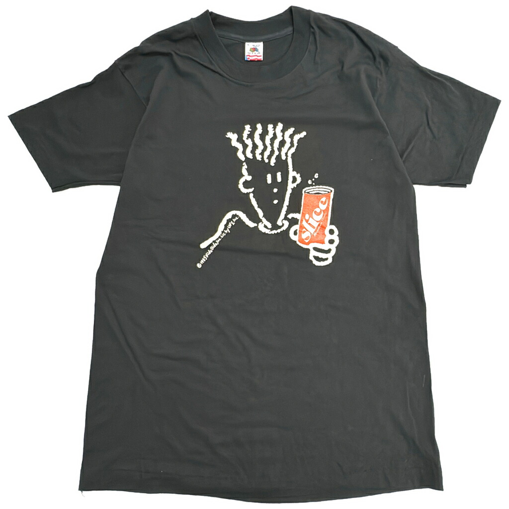 80年代 USA製 Fido Dido ファイド・ダイド/ slice スライス プロモＴシャツ キャラクター 企業(メンズ XL)中古 古着 Y5423｜YAMAHISA USEDCLOTHINGSHOP