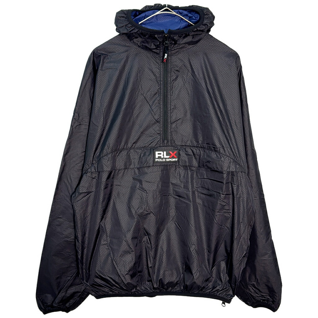 90年代 POLO SPORT ポロスポーツ ラルフローレン アノラックパーカー ブラック(メンズ L)中古 古着 Y5461｜YAMAHISA USEDCLOTHINGSHOP