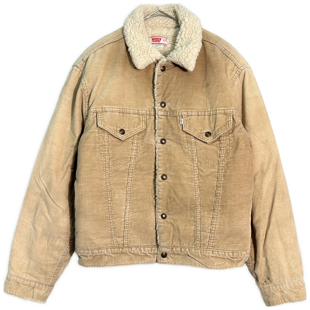 70年代 USA製 Levi's リーバイス 70605-1523 コーデュロイトラッカージャケット ヴィンテージ ベージュ(メンズ 42)中古 古着 Y5584|YAMAHISA USEDCLOTHINGSHOP