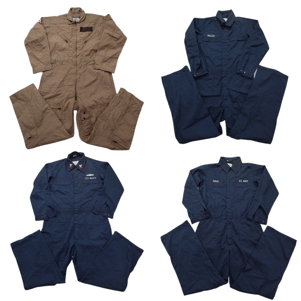 古着卸 まとめ売り ミリタリー オールインワン つなぎ 4枚セット ( メンズ 42 ) U.S.ARMY U.S.AIR FORCE 中古 古着 NF3586｜YAMAHISA USEDCLOTHINGSHOP