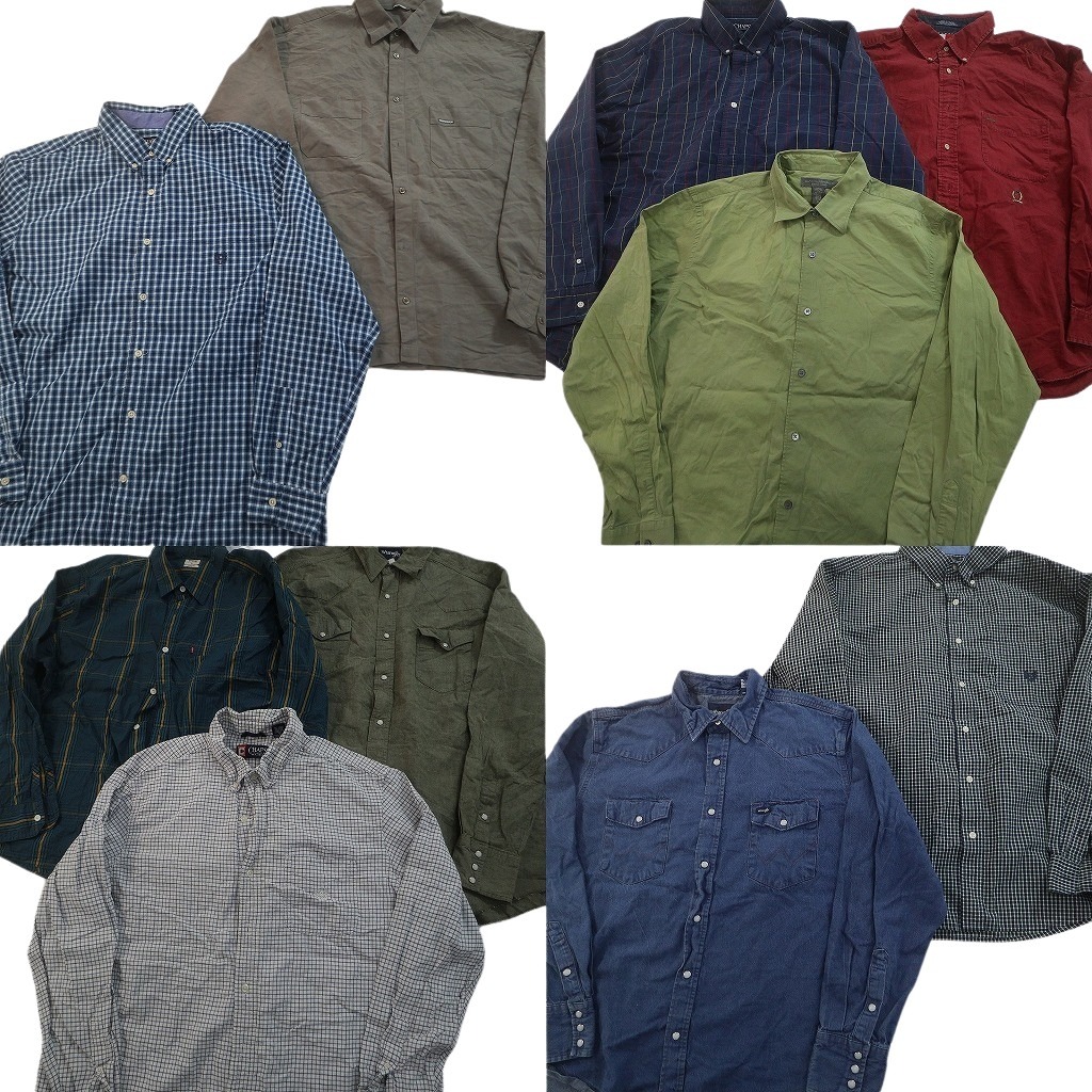 古着卸 まとめ売り ブランド 長袖シャツ 10枚セット ( メンズ XL ) トミー フラッグタグ リーバイス チャップス 中古 古着 NF3729｜YAMAHISA USEDCLOTHINGSHOP