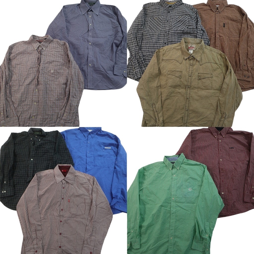 古着卸 まとめ売り ブランド 長袖シャツ 10枚セット ( メンズ XL ) コロンビア ローレン リーバイス チャップス 中古 古着 NF3885｜YAMAHISA USEDCLOTHINGSHOP
