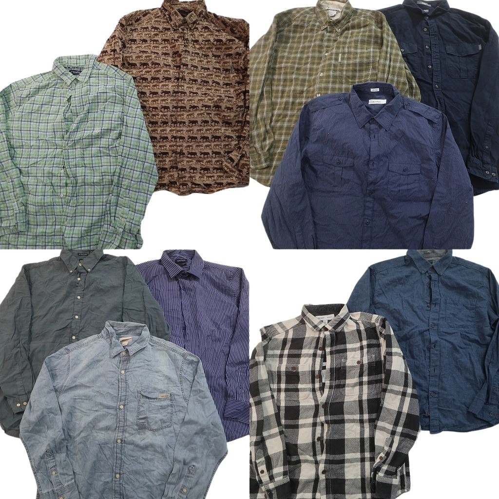 古着卸 まとめ売り ブランド 長袖シャツ 10枚セット ( メンズ L ) コロンビア カルバンクライン チャップス GAP 中古 古着 NF3898|YAMAHISA USEDCLOTHINGSHOP