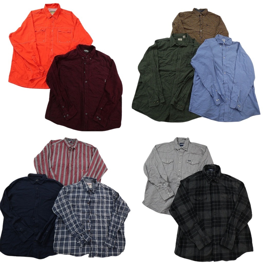 古着卸 まとめ売り ブランド 長袖シャツ 10枚セット ( メンズ 2XL ) アルマーニエクスチェンジ カバラス ブルックスブラザーズ 中古 NF3922|YAMAHISA USEDCLOTHINGSHOP