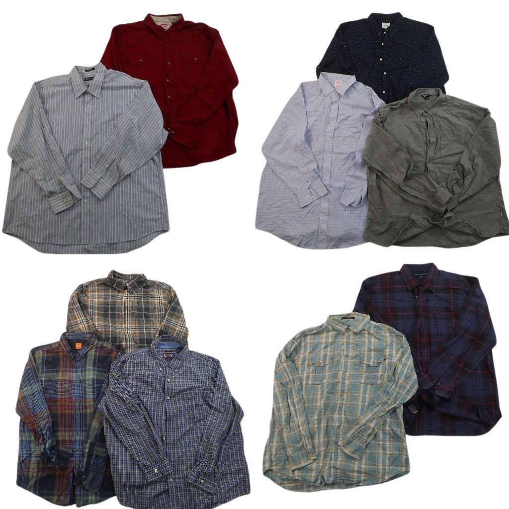 古着卸 まとめ売り ブランド 長袖シャツ 10枚セット ( メンズ 2XL ) ブルックスブラザーズ BOSS ラングラー チャップス 中古 古着 NF3942|YAMAHISA USEDCLOTHINGSHOP