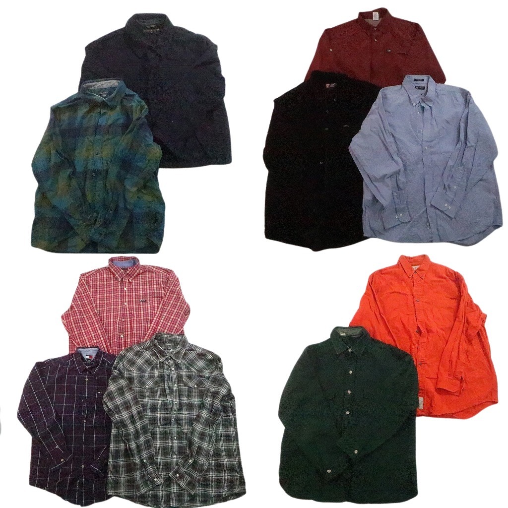 古着卸 まとめ売り ブランド 長袖シャツ 10枚セット ( メンズ XL ) トミー フラッグタグ チャップス エディーバウアー 中古 古着 NF3948|YAMAHISA USEDCLOTHINGSHOP