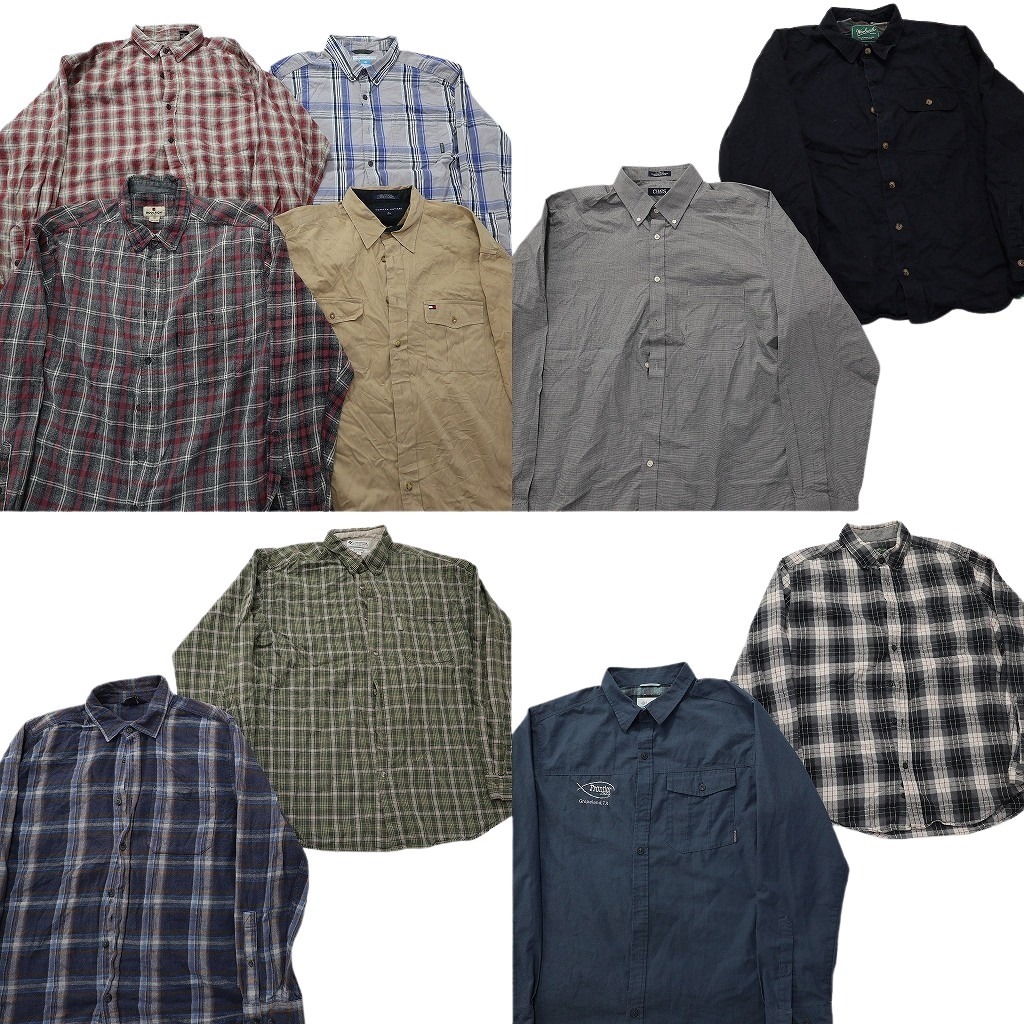 古着卸 まとめ売り ブランド 長袖シャツ 10枚セット ( メンズ XL ) コロンビア ウールリッチ チャップス エディーバウアー 古着 NF3966|YAMAHISA USEDCLOTHINGSHOP