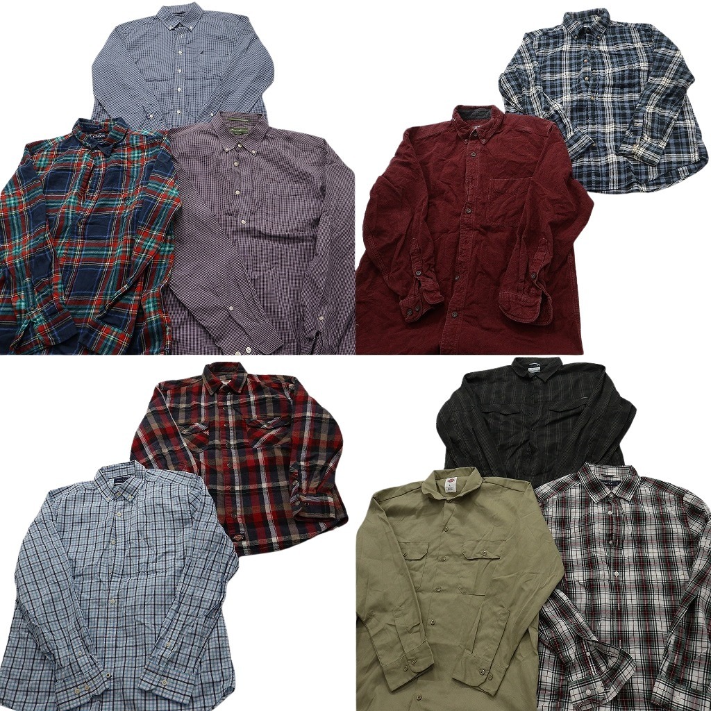 古着卸 まとめ売り ブランド 長袖シャツ 10枚セット ( メンズ L ) ディッキーズ コロンビア ウールリッチ ノーティカ 中古 古着 NF3769｜YAMAHISA USEDCLOTHINGSHOP