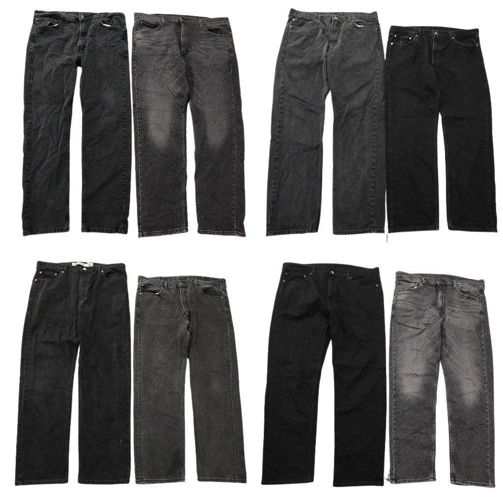 古着卸 まとめ売り リーバイス 505 黒色 ブラック デニムパンツ 8枚セット ( メンズ 40 ) テーパード　ジッパーフライ 中古 古着 NF4031｜YAMAHISA USEDCLOTHINGSHOP