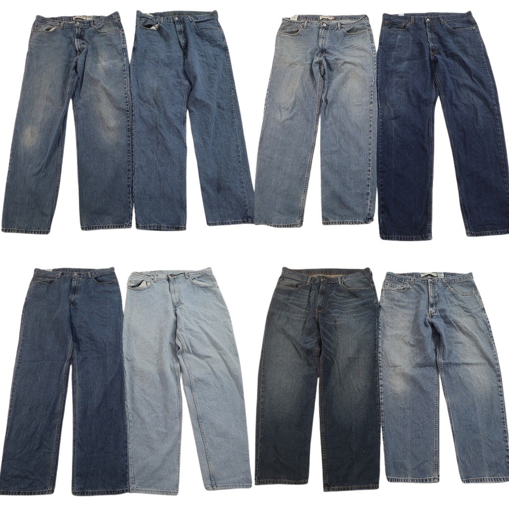 古着卸 まとめ売り リーバイス 550・560 デニムパンツ 8枚セット ( メンズ 38 ) ワイド リラックス ジッパーフライ 中古 古着 NF4130｜YAMAHISA USEDCLOTHINGSHOP
