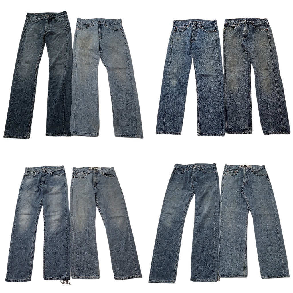 古着卸 まとめ売り リーバイス 505 デニムパンツ 8枚セット ( メンズ 32/33 ) テーパード　ジッパーフライ 中古 古着 NF4155｜YAMAHISA USEDCLOTHINGSHOP
