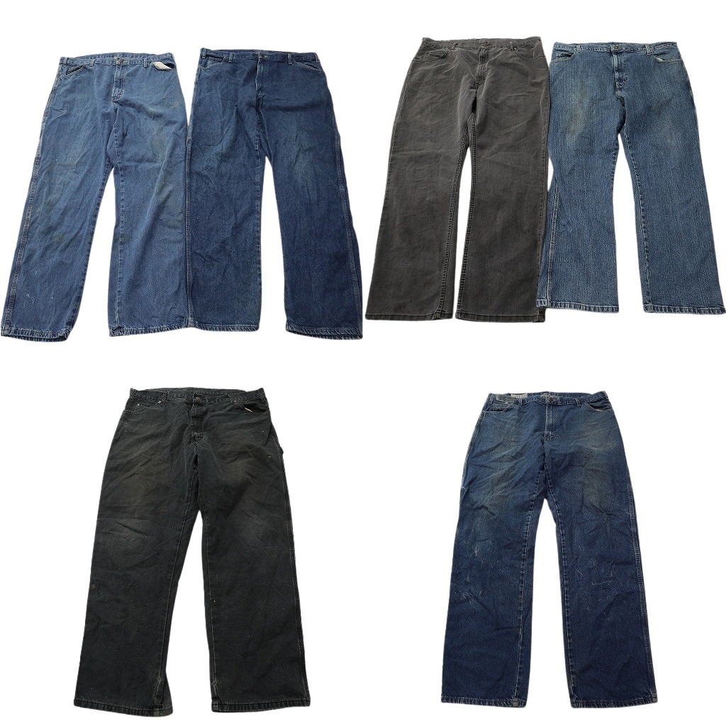 古着卸 まとめ売り ディッキーズ デニムパンツ 6枚セット ( メンズ 40 ) インディゴブルー ブラックデニム 中古 古着 NF4179|YAMAHISA USEDCLOTHINGSHOP