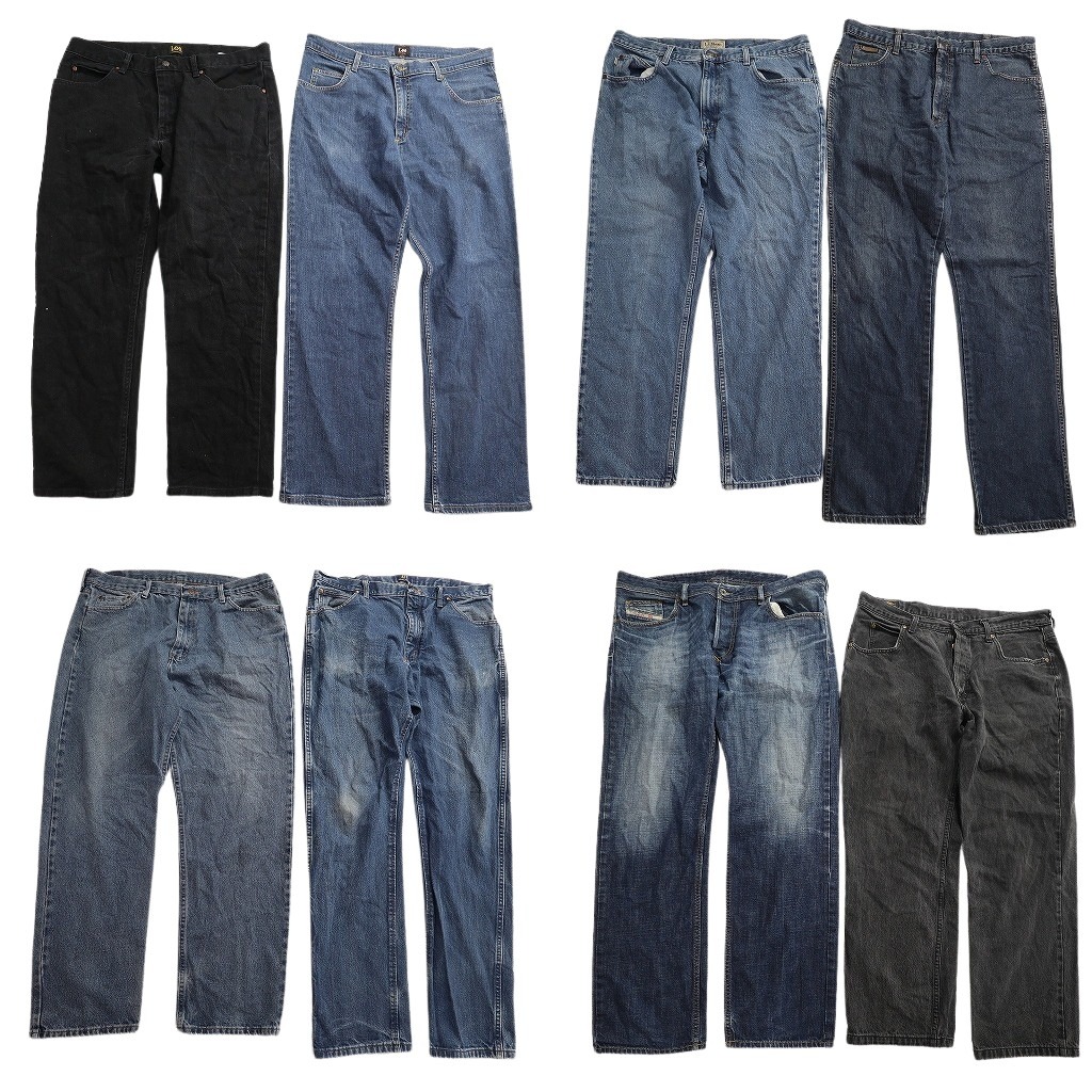 古着卸 まとめ売り ブランド デニムパンツ 8枚セット ( メンズ 38 ) LEE ラングラー エルエルビーン ブラック 中古 古着 NF4269|YAMAHISA USEDCLOTHINGSHOP