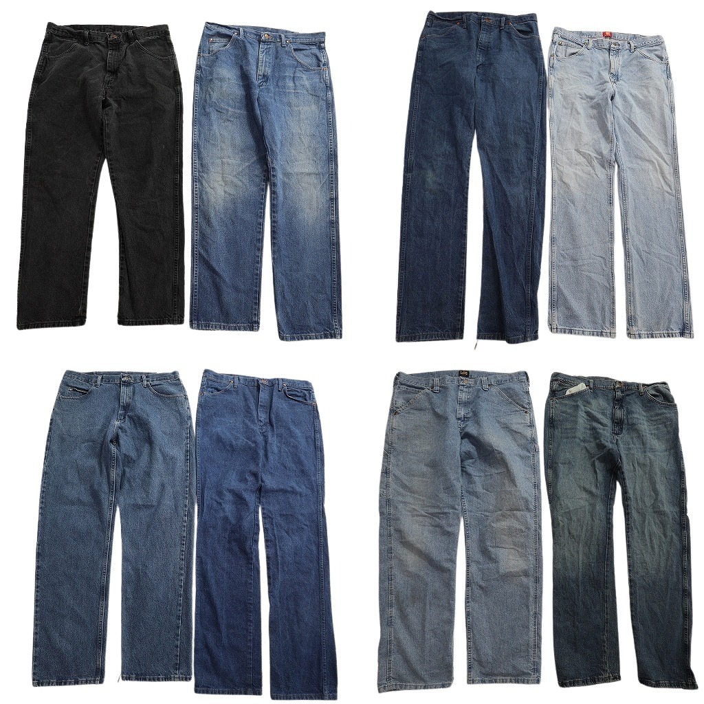 古着卸 まとめ売り ブランド デニムパンツ 8枚セット ( メンズ 36 ) Lee ラングラー ラスラー 中古 古着 NF4270|YAMAHISA USEDCLOTHINGSHOP