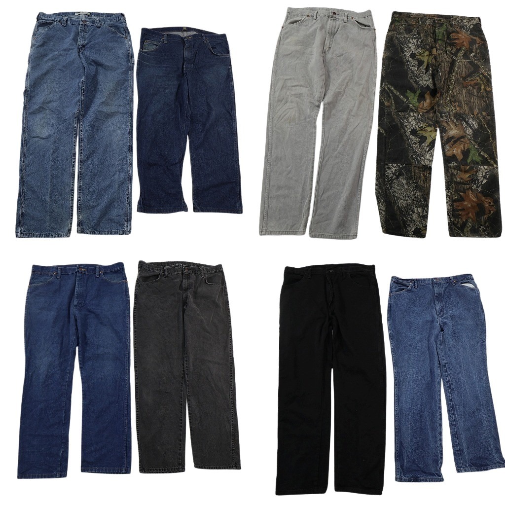 古着卸 まとめ売り ブランド デニムパンツ 8枚セット ( メンズ 38 ) ラングラー ラスラー カモ柄 中古 古着 NF4285|YAMAHISA USEDCLOTHINGSHOP