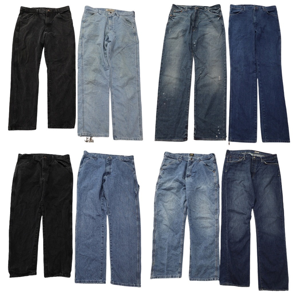 古着卸 まとめ売り ブランド デニムパンツ 8枚セット ( メンズ 36 ) ラルフローレン LEE ラングラー ラスラー ブラック 中古 古着 NF4237|YAMAHISA USEDCLOTHINGSHOP