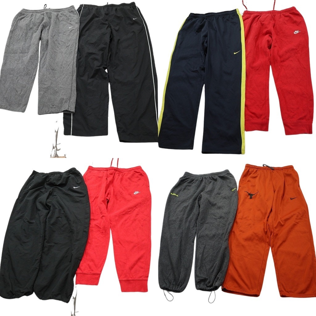 古着卸 まとめ売り NIKE ナイキ パンツ 8枚セット ( メンズ 2XL ) ドローコード スウェット スウォッシュロゴ ナイロン 中古 古着 NF4434|YAMAHISA USEDCLOTHINGSHOP