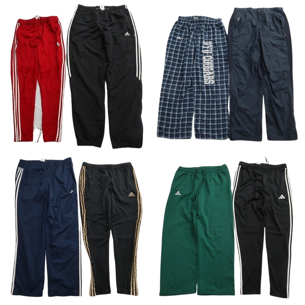 古着卸 まとめ売り アディダス パンツMIX 8枚セット ( メンズ Ｌ ) スウェットパンツ ジャージ ナイロンパンツ 中古 古着 NF4553｜YAMAHISA USEDCLOTHINGSHOP 8,439円