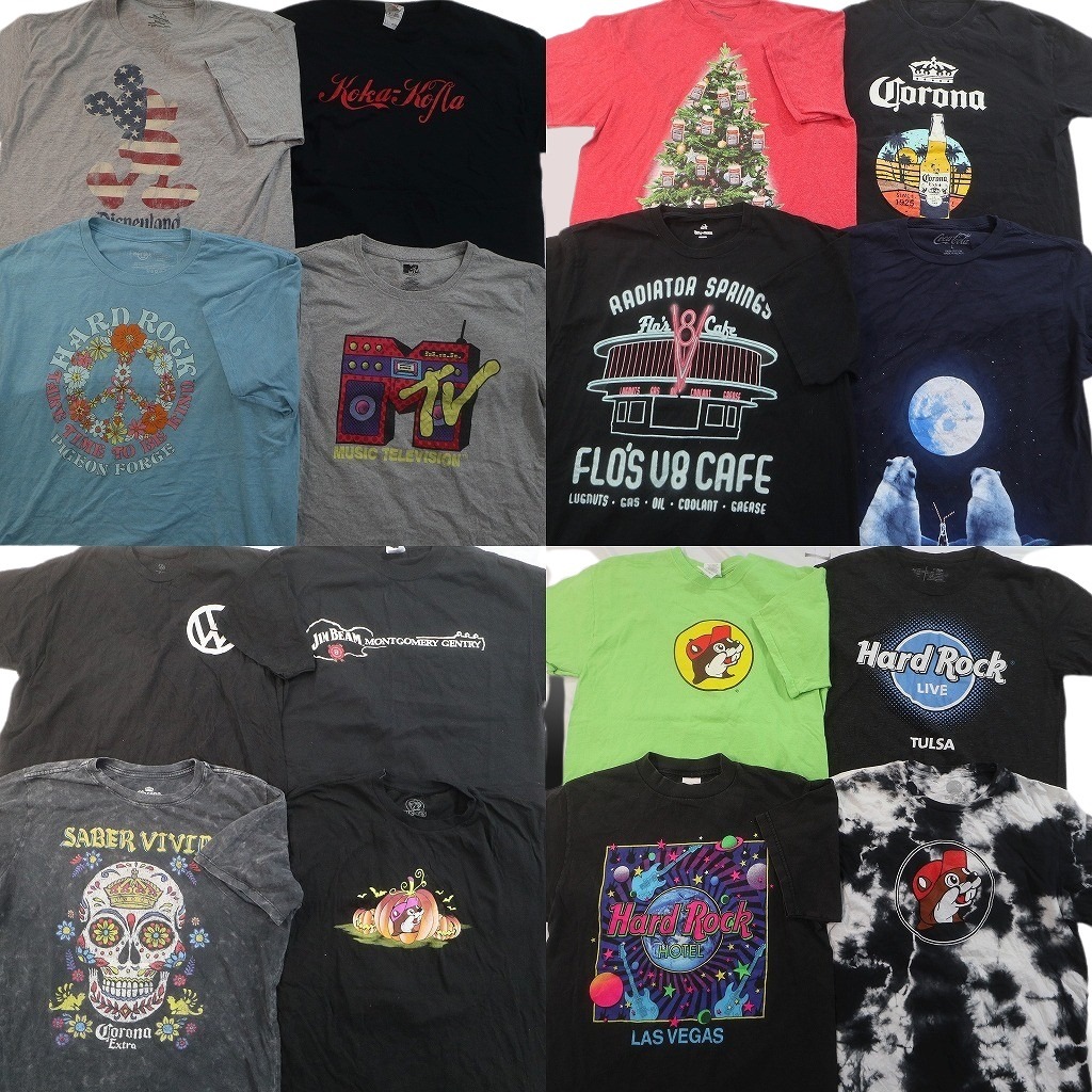 古着卸 まとめ売り 企業 Tシャツ 16枚セット ( メンズ Ｍ/Ｌ ) ハードロックカフェ バッキーズ ジムビーム ディズニー 中古 古着 NF4627｜YAMAHISA USEDCLOTHINGSHOP