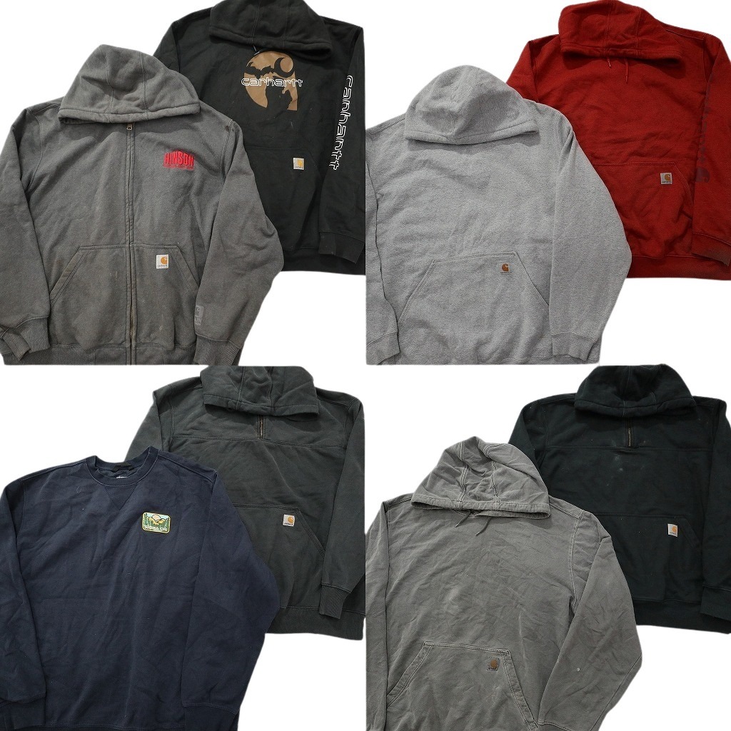 古着卸 まとめ売り カーハート スウェット 8枚セット ( メンズ 2XL ) ジップフーディー ハーフジップ ブラック 中古 古着 NF5715｜YAMAHISA USEDCLOTHINGSHOP