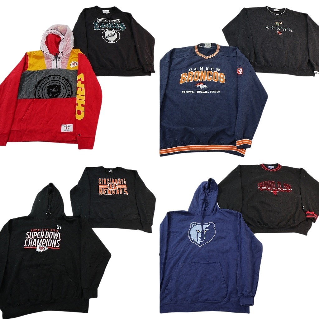 古着卸 まとめ売り プロチーム スウェット 8枚セット ( メンズ 2XL ) イーグルス ブロンコス グリズリーズ 中古 古着 NF5768|YAMAHISA USEDCLOTHINGSHOP