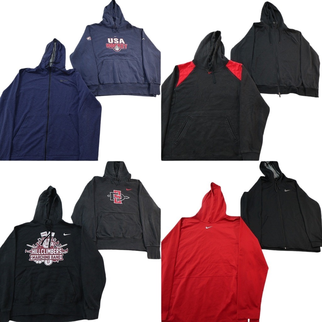 古着卸 まとめ売り ナイキ スウェット 8枚セット ( メンズ XL ) ビッグプリント ジップフーディー ワンポイント 中古 古着 NF5774|YAMAHISA USEDCLOTHINGSHOP