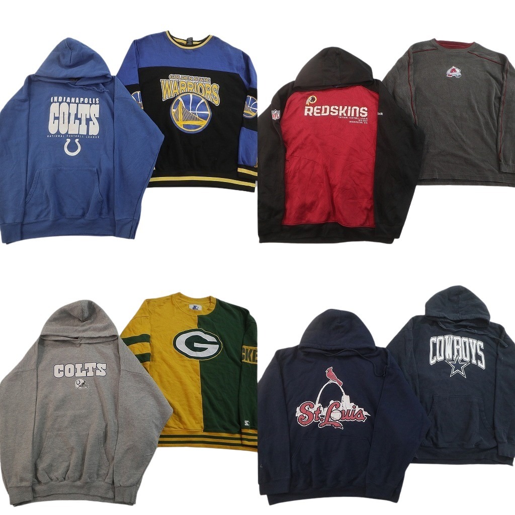 古着卸 まとめ売り プロチーム スウェット 8枚セット ( メンズ 2XL/XL ) フーディー NFL パッカーズ カウボーイズ 中古 古着 NF5809｜YAMAHISA USEDCLOTHINGSHOP