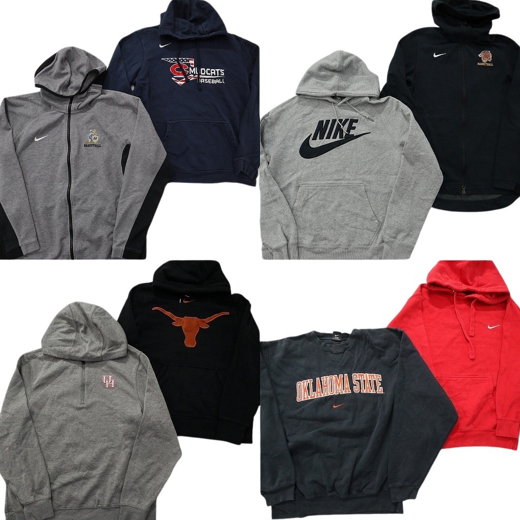 古着卸 まとめ売り NIKE ナイキ スウェット 8枚セット ( メンズ M ) 前V フーディー カレッジ風 ハーフジップ 中古 古着 NF5824|YAMAHISA USEDCLOTHINGSHOP