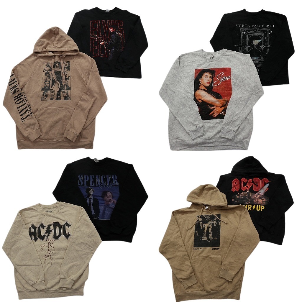 古着卸 まとめ売り 音楽・バンド スウェット 8枚セット ( メンズ M ) AC/DC 人物 セレーナ グレタ・ヴァン・フリート 中古 古着 NF5853｜YAMAHISA USEDCLOTHINGSHOP 13,392円