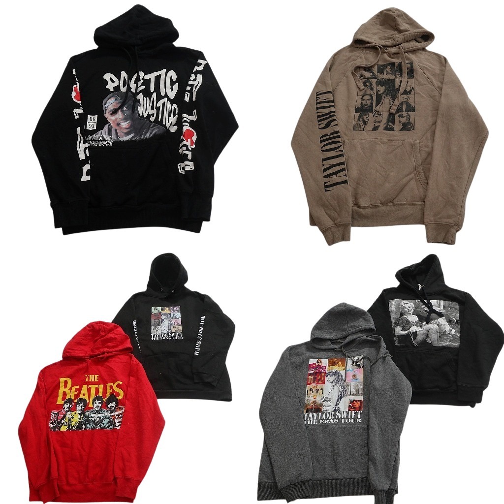 古着卸 まとめ売り 音楽・バンド スウェット 6枚セット ( メンズ XS ) 人物 テイラースウィフト ビートルズ 2PAC 中古 古着 NF5865|YAMAHISA USEDCLOTHINGSHOP