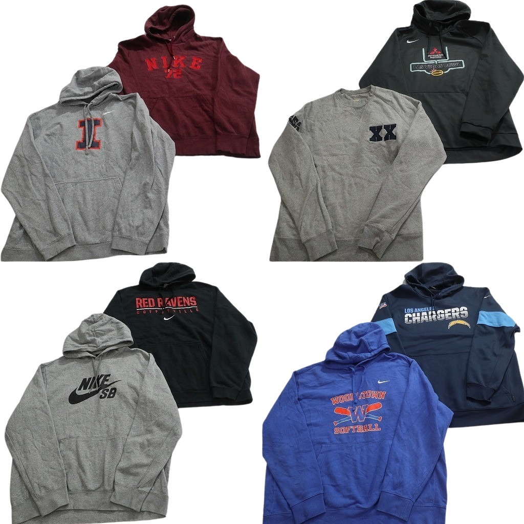 古着卸 まとめ売り NIKE ナイキ スウェット 8枚セット ( メンズ XL/2XL ) カレッジ風 企業 MITSUBISHI フーディー 中古 古着 NF5867|YAMAHISA USEDCLOTHINGSHOP
