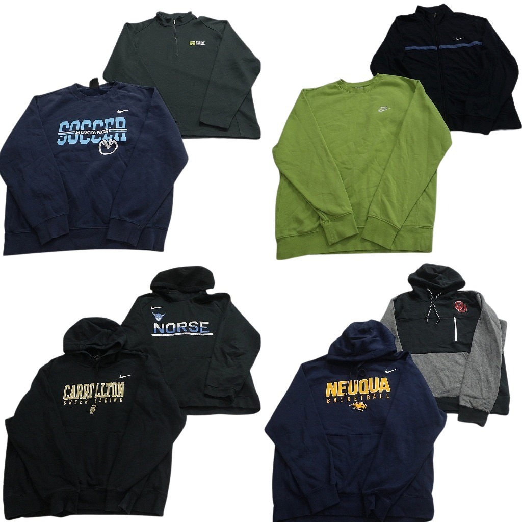 古着卸 まとめ売り NIKE ナイキ スウェット 8枚セット ( メンズ L/XL ) カレッジ風 スタンドカラー ハーフジップ 中古 古着 NF5870|YAMAHISA USEDCLOTHINGSHOP