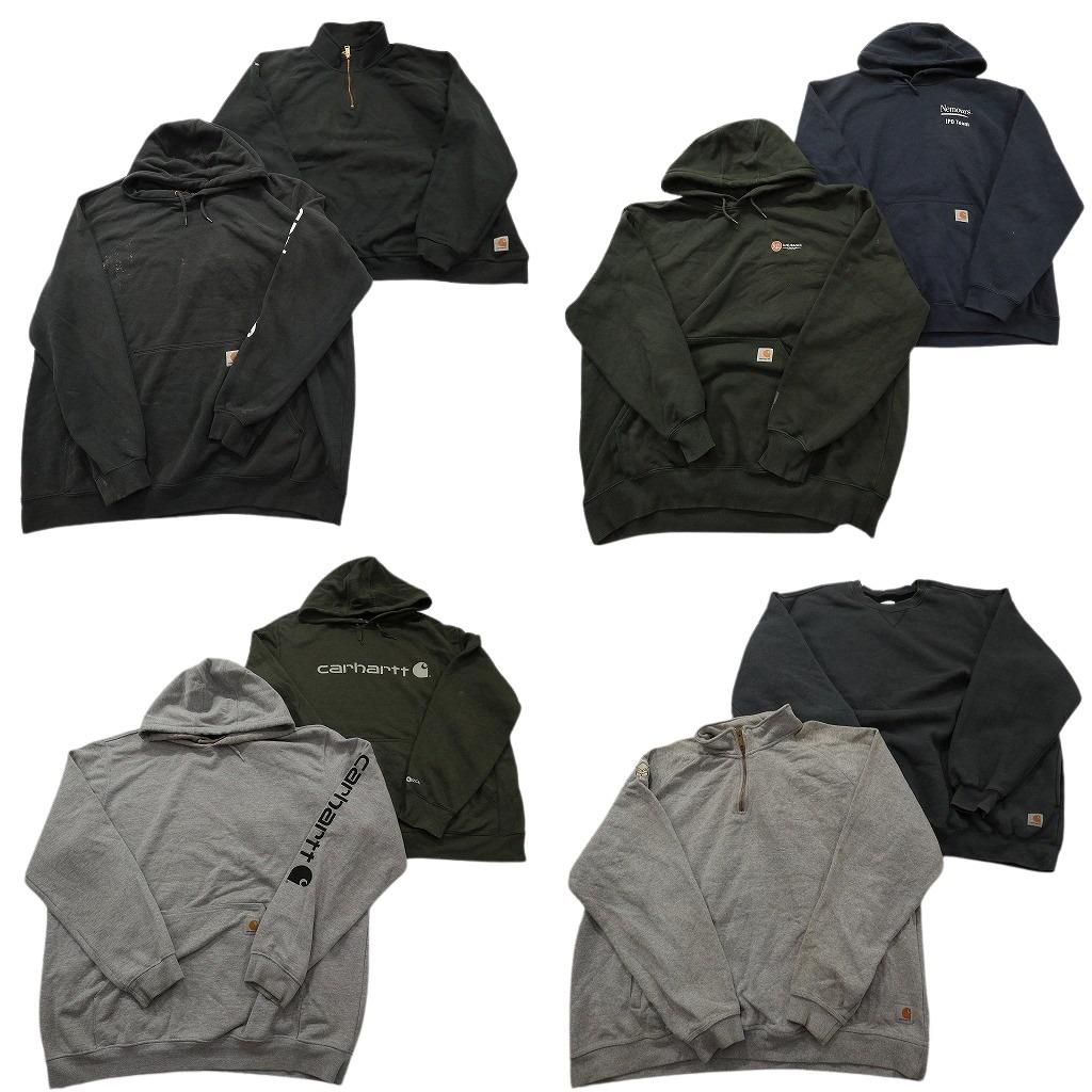 古着卸 まとめ売り カーハート スウェット 8枚セット ( メンズ 2XL/3XL ) ハーフジップ スタンドカラー フーディー グレー 中古古着 NF5946｜YAMAHISA USEDCLOTHINGSHOP