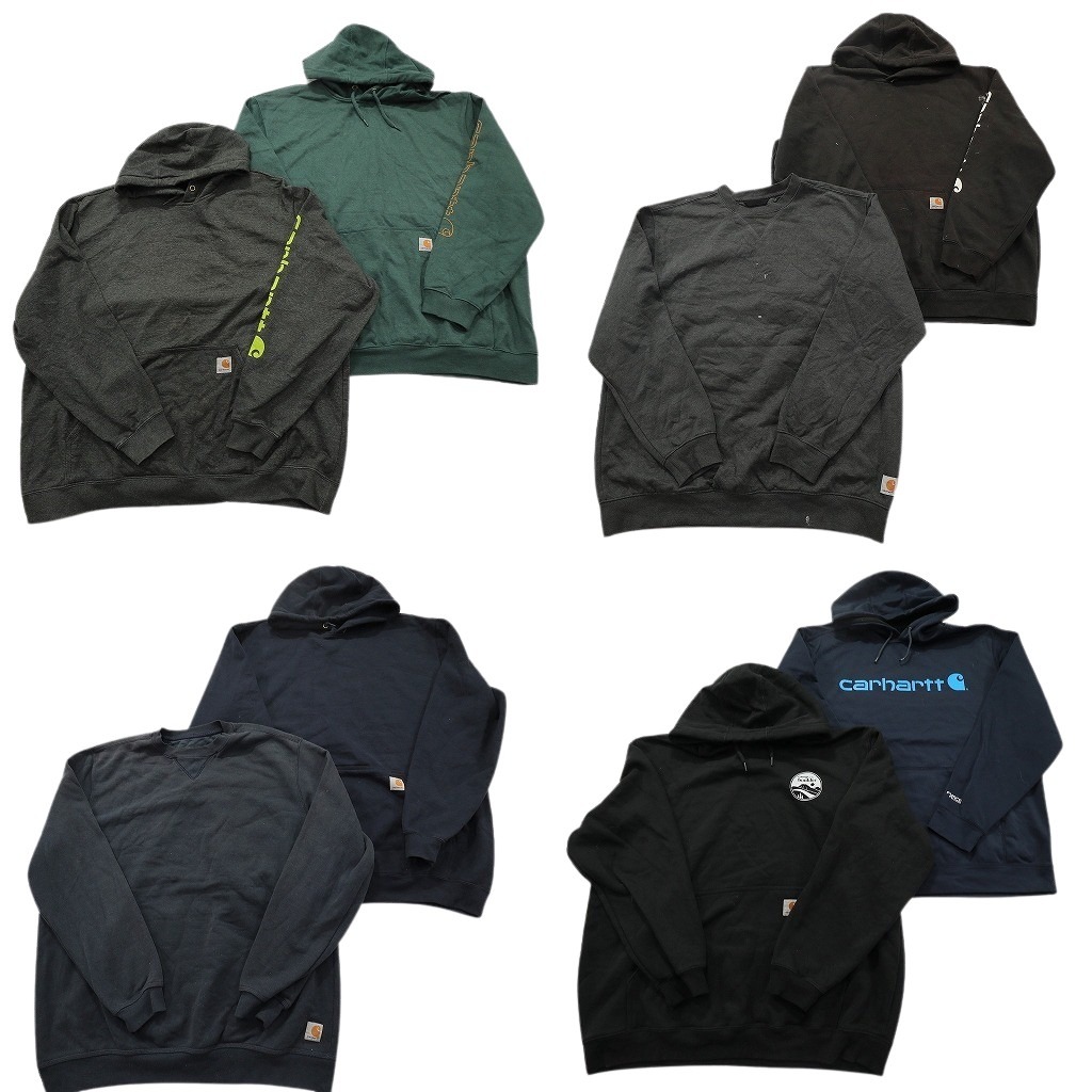 古着卸 まとめ売り カーハート スウェット 8枚セット ( メンズ XL/2XL ) 袖ロゴ フーディー 前V ワンポイント ロゴ 中古 古着 NF5947|YAMAHISA USEDCLOTHINGSHOP