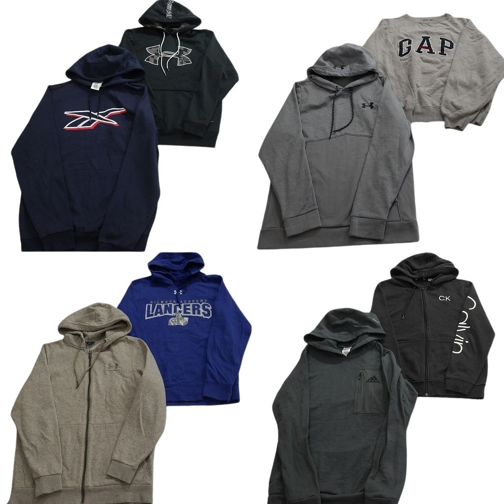 古着卸 まとめ売り ブランド スウェット 8枚セット ( メンズ S ) GAP カルバンクライン リーボック アンダーアーマー 中古 古着 NF5975｜YAMAHISA USEDCLOTHINGSHOP