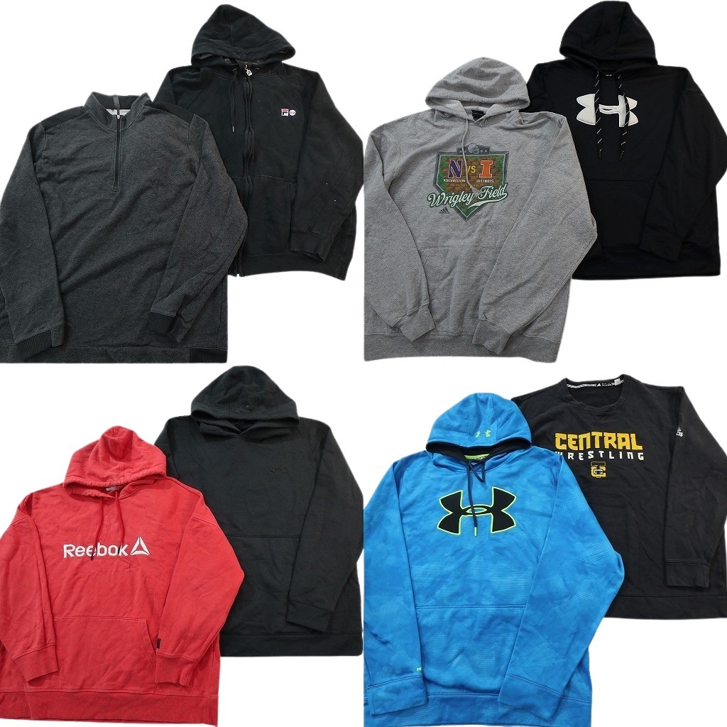 古着卸 まとめ売り ブランド スウェット 8枚セット ( メンズ 2XL ) リーボック アディダス アンダーアーマー フィラ 中古 古着 NF5986|YAMAHISA USEDCLOTHINGSHOP