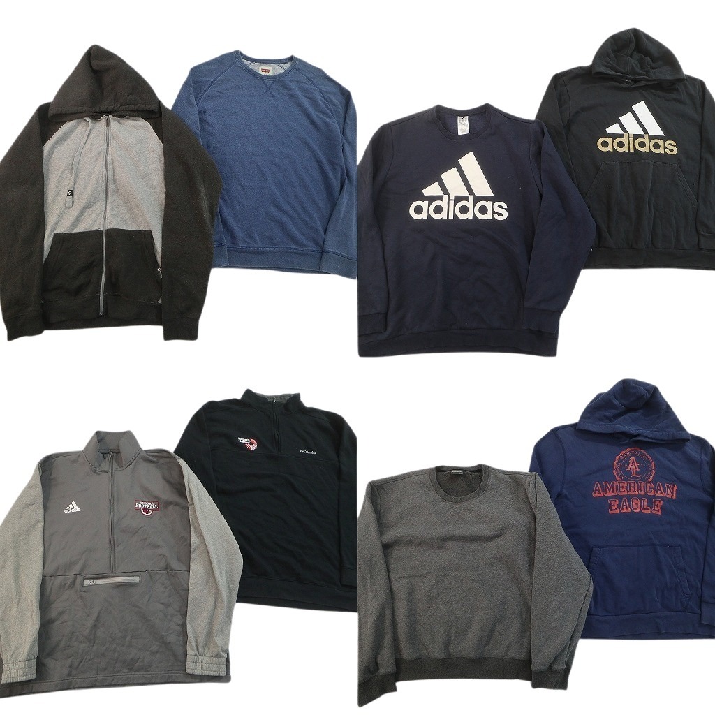 古着卸 まとめ売り ブランド スウェット 8枚セット ( メンズ 2XL ) コロンビア アディダス リーバイス サウスポール 中古 古着 NF6021|YAMAHISA USEDCLOTHINGSHOP