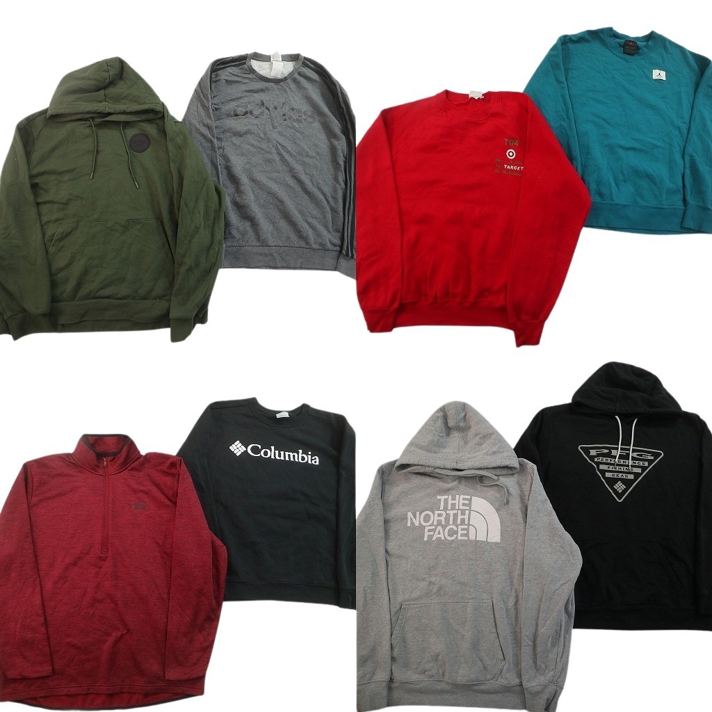 古着卸 まとめ売り ブランド スウェット 8枚セット ( メンズ XL ) コロンビア ノースフェイス ジョーダン アディダス 中古 古着 NF6022|YAMAHISA USEDCLOTHINGSHOP