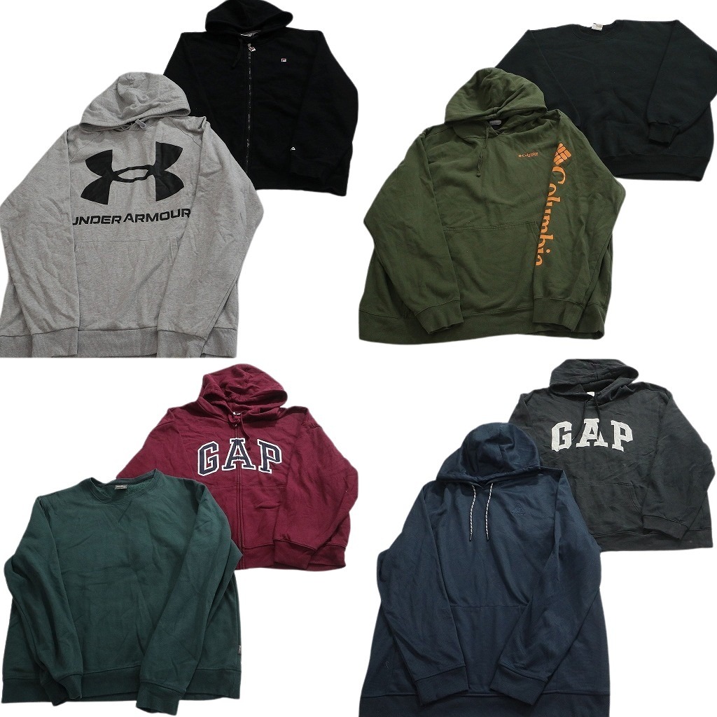 古着卸 まとめ売り ブランド スウェット 8枚セット ( メンズ 2XL ) コロンビア LEE GAP フィラ エディーバウアー 中古 古着 NF6076｜YAMAHISA USEDCLOTHINGSHOP