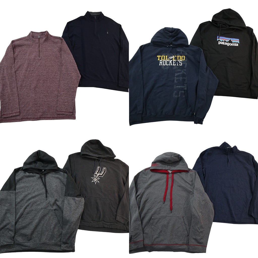 古着卸 まとめ売り ブランド スウェット 8枚セット ( メンズ 2XL ) パタゴニア ラルフローレン カルバンクライン 中古 古着 NF6105｜YAMAHISA USEDCLOTHINGSHOP