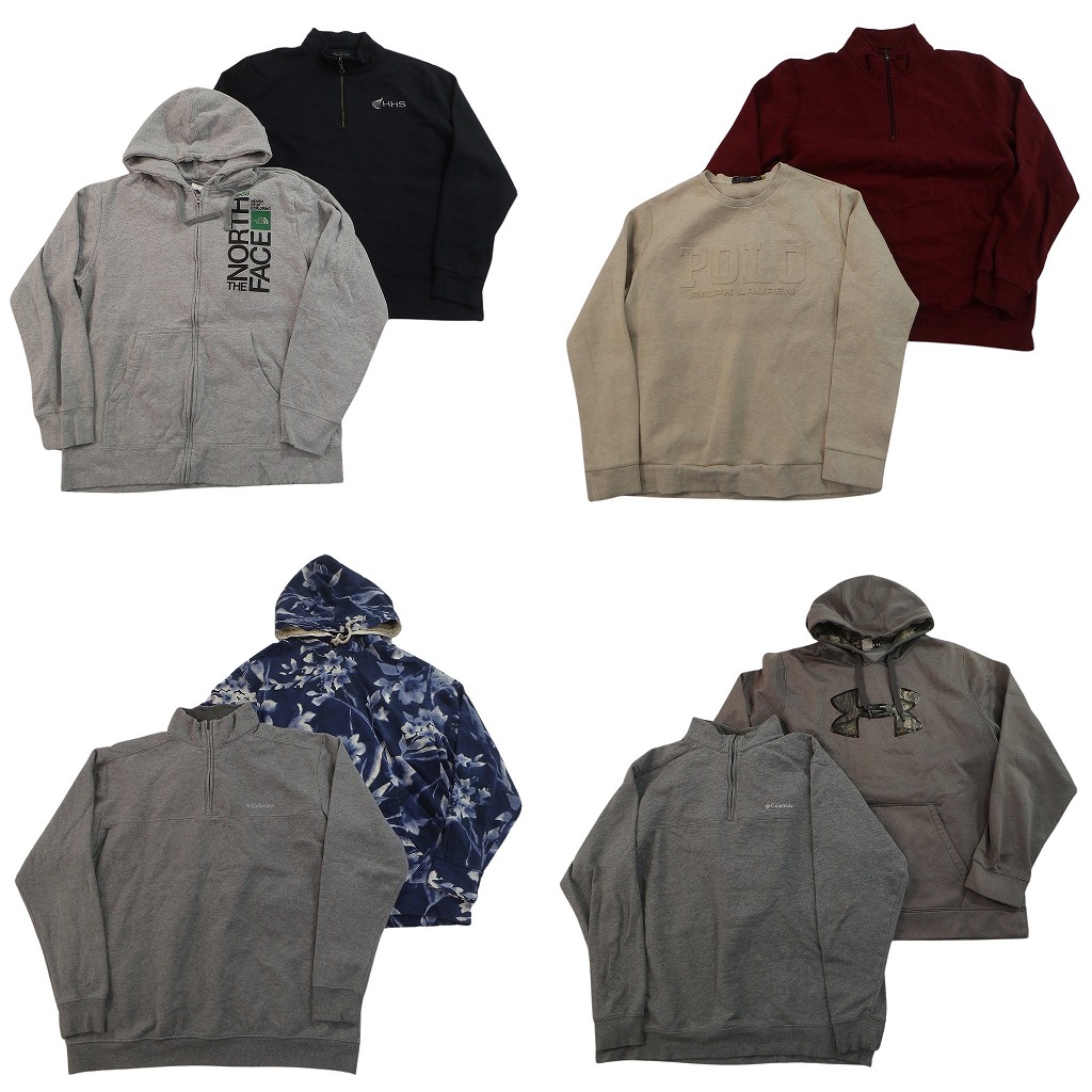 古着卸 まとめ売り ブランド スウェット 8枚セット ( メンズ XL ) ノースフェイス ラルフローレン コロンビア 中古 古着 NF6121|YAMAHISA USEDCLOTHINGSHOP