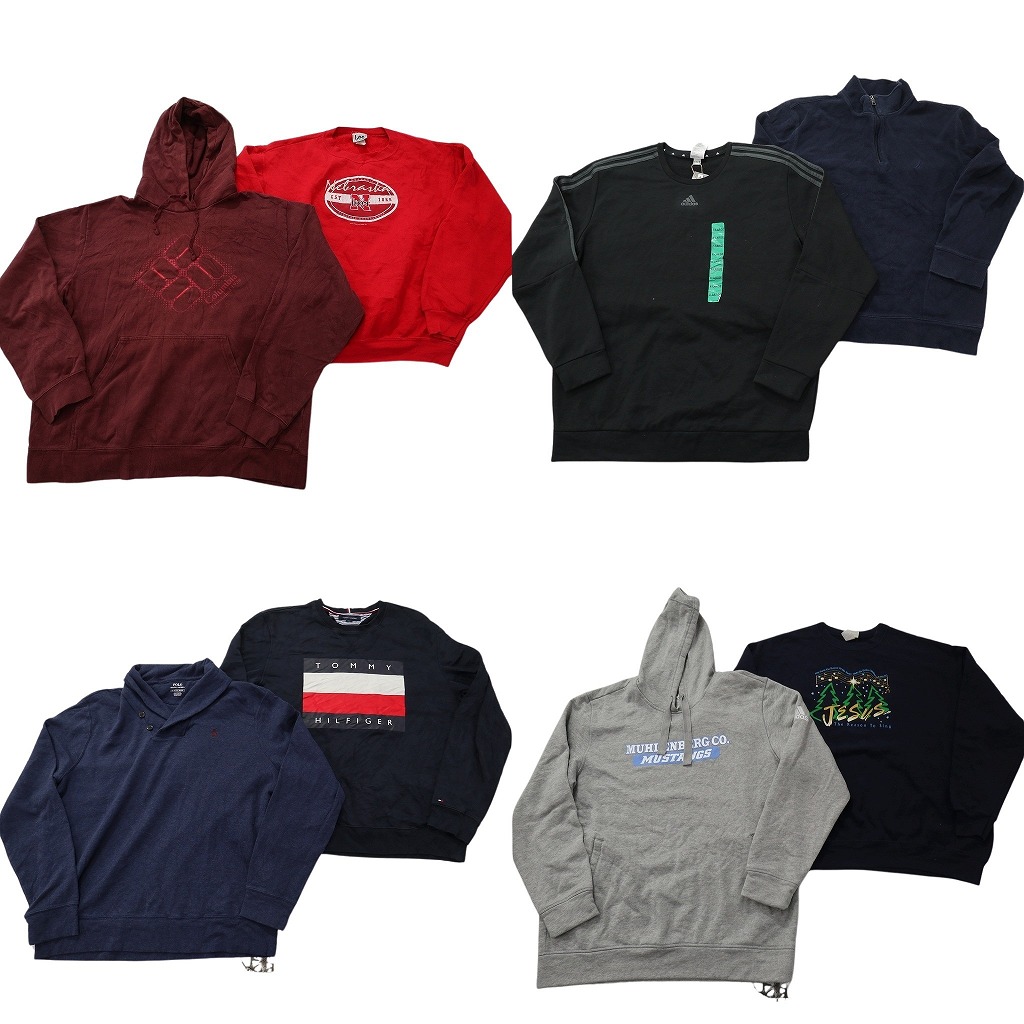 古着卸 まとめ売り ブランド スウェット 8枚セット ( メンズ XL ) ラルフローレン コロンビア LEE アディダス ノーティカ 中古 古着 NF6152|YAMAHISA USEDCLOTHINGSHOP