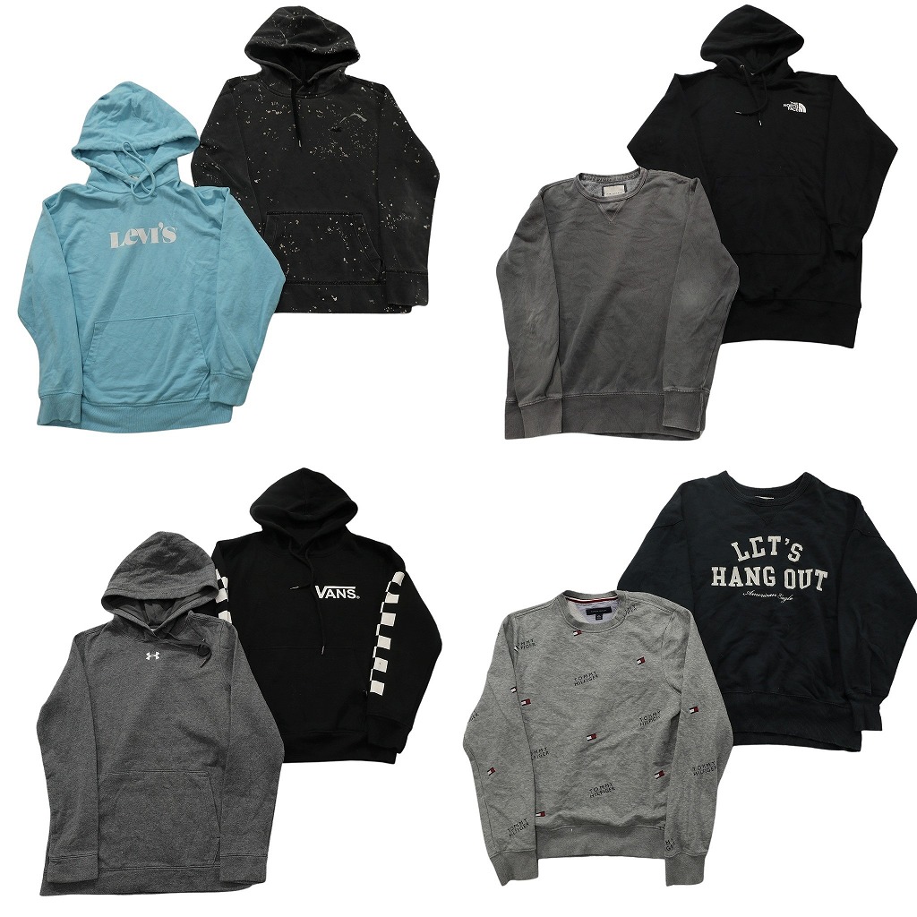 古着卸 まとめ売り ブランド スウェット 8枚セット ( メンズ XS ) ノースフェイス リーバイス ホリスター トミー 中古 古着 NF6170|YAMAHISA USEDCLOTHINGSHOP