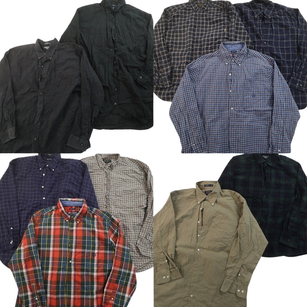 古着卸 まとめ売り ブランド 長袖シャツ 10枚セット ( メンズ XL ) ウールリッチ GAP ノーティカ チャップス 中古 古着 NF6315|YAMAHISA USEDCLOTHINGSHOP