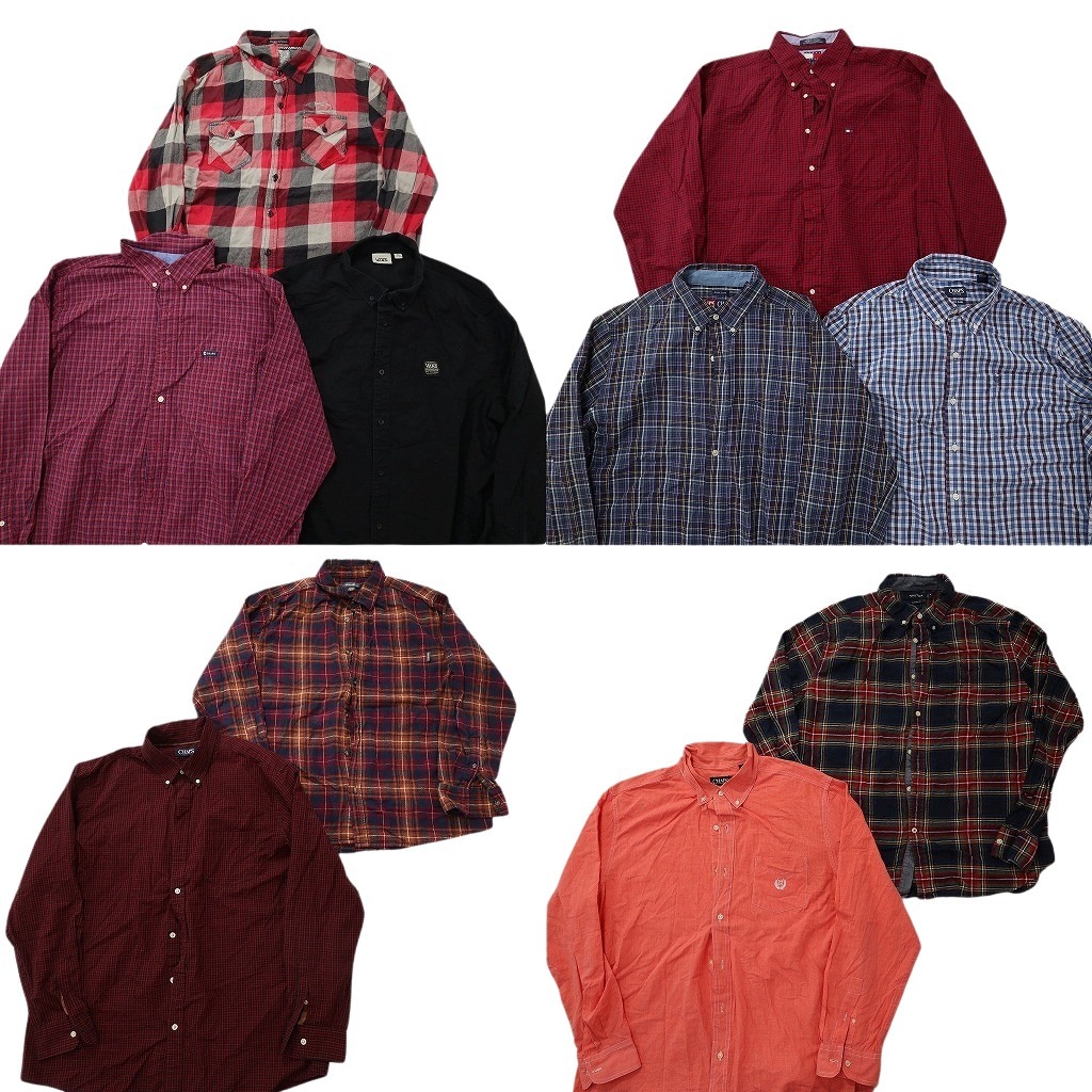 古着卸 まとめ売り ブランド 長袖シャツ 10枚セット ( メンズ XL ) トミー フラッグタグ チャップス ノーティカ 中古 古着 NF6331｜YAMAHISA USEDCLOTHINGSHOP