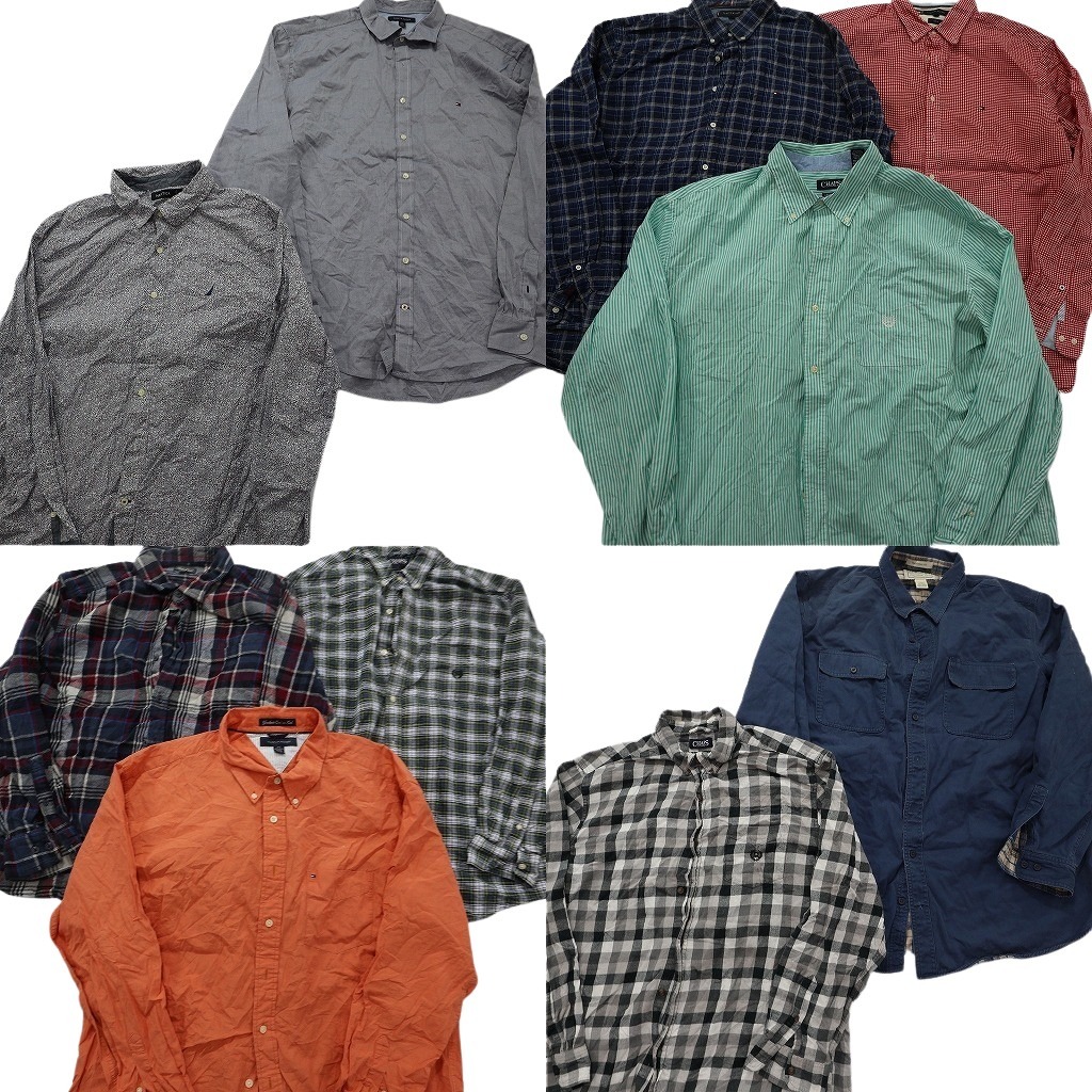 古着卸 まとめ売り ブランド 長袖シャツ 10枚セット ( メンズ 2XL/3XL ) エルエルビーン トミー チャップス エディーバウアー 中古 NF6361｜YAMAHISA USEDCLOTHINGSHOP