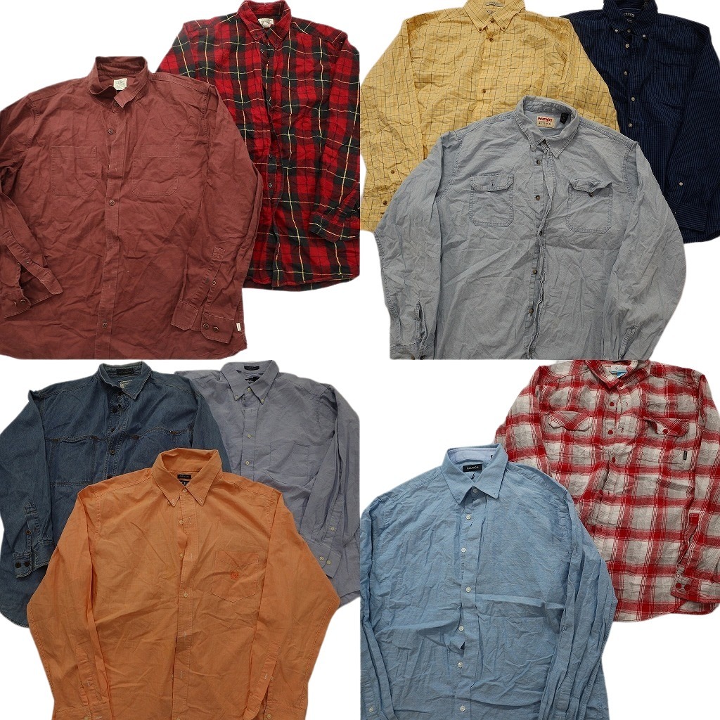 古着卸 まとめ売り ブランド 長袖シャツ 10枚セット ( メンズ XL ) LEE コロンビア ラングラー エルエルビーン チャップス 中古古着 NF6364|YAMAHISA USEDCLOTHINGSHOP